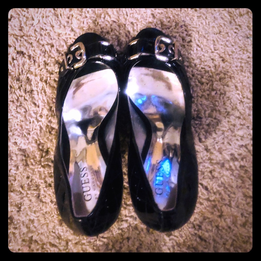 Black quilted high heels